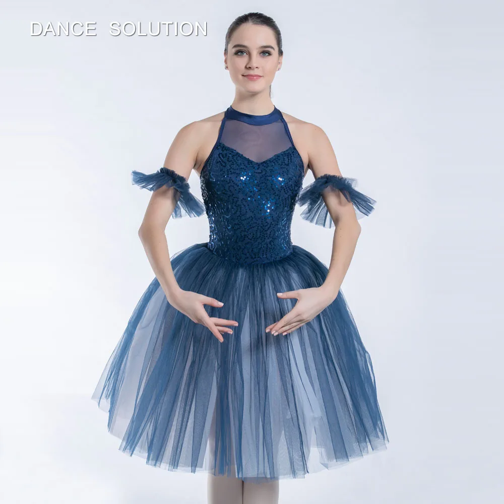 

Romantic Ballet Tutu Dress Sequin Spandex Bodice with Tulle Skirt Women Costumes Stage Performance Dancewear for Girls 19333