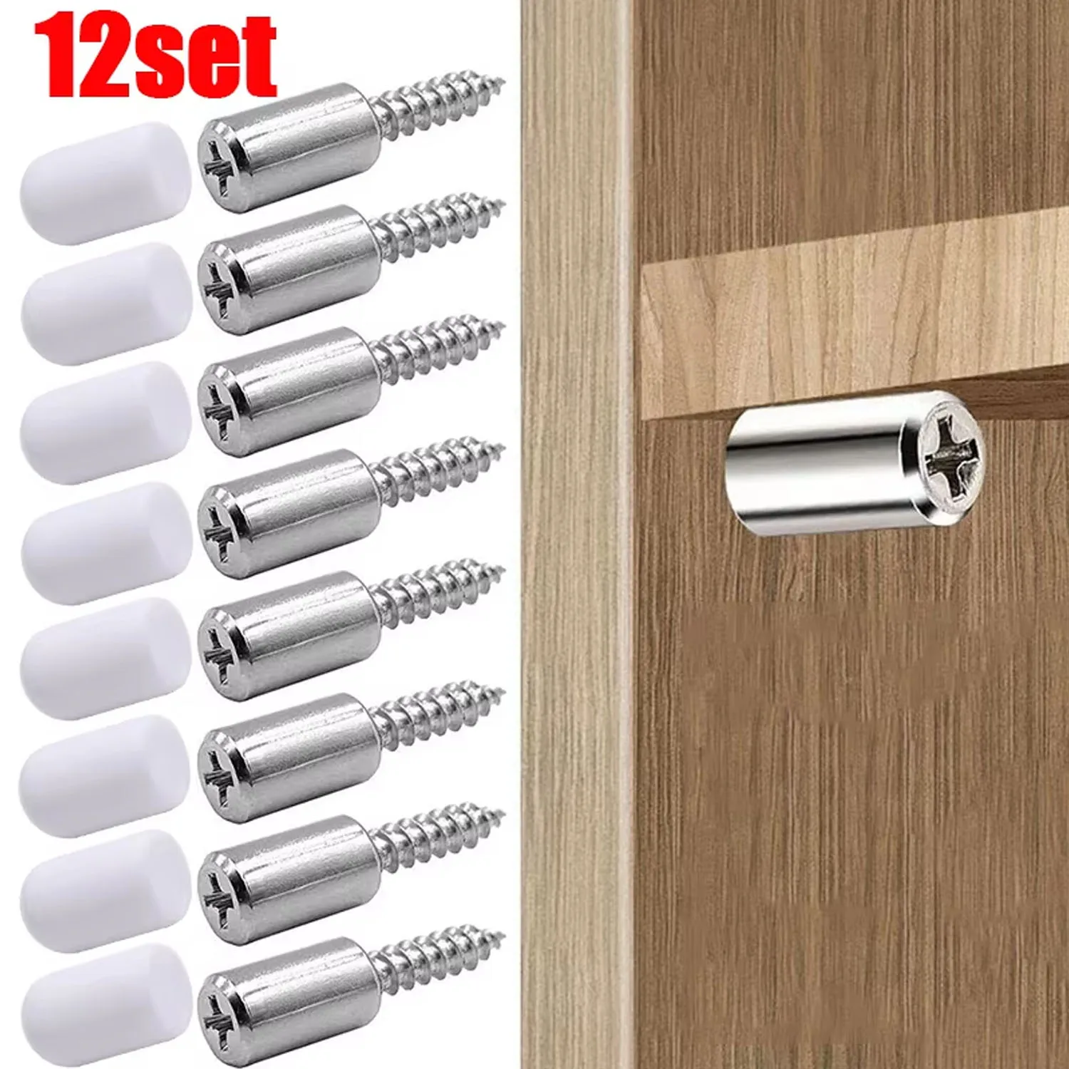 12Set Cross Self-Tapping Screw with Rubber Sleeve Laminate Support Homemade Wardrobe Cabinet Glass Hard Nonslip Partition Nail