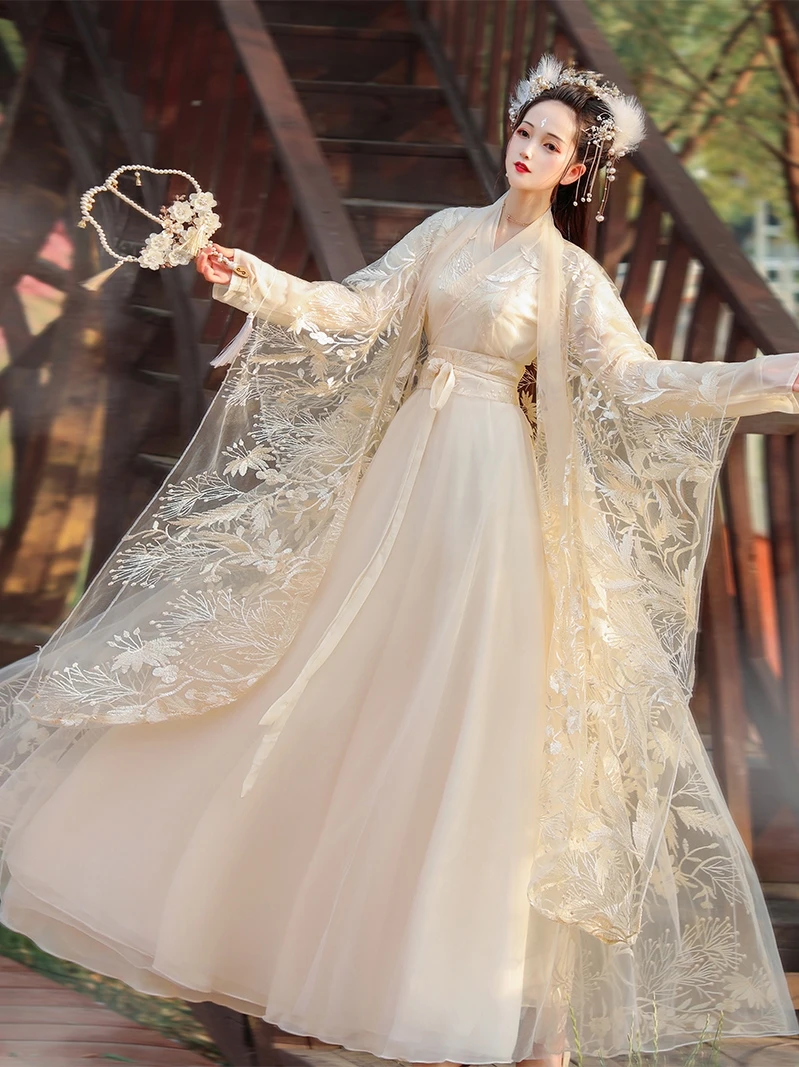 

Оригинальный женский костюм Hanfu Jin Dynas Sle на весну и лето Ele Fairylike Wei Jin, костюм полиэфирной ткани, высокое качество