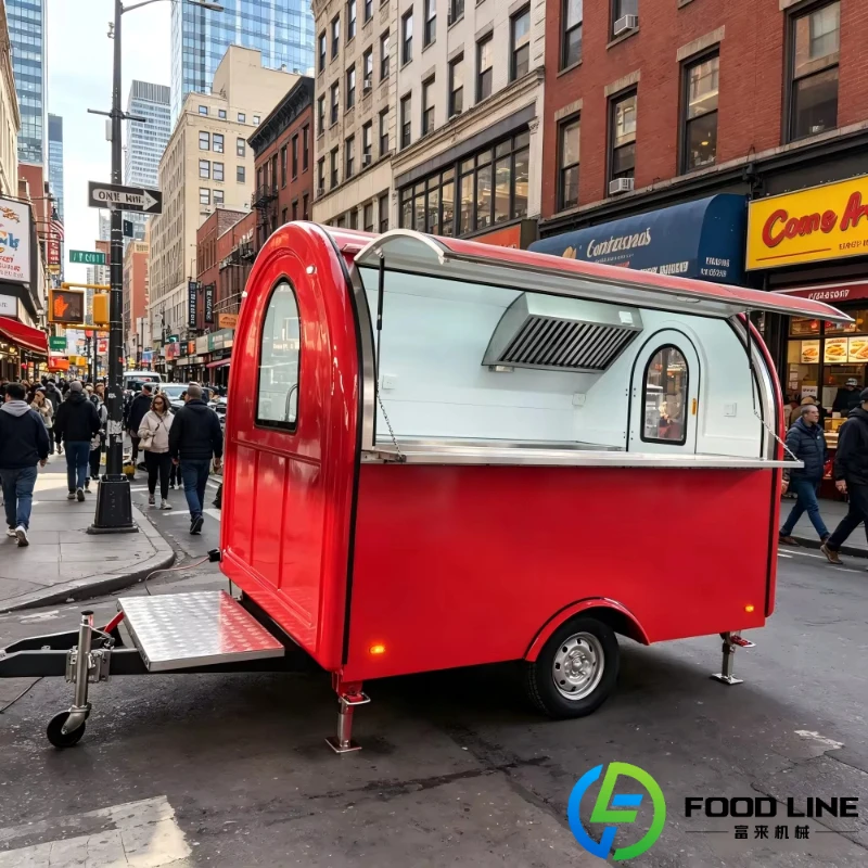 Carrito de Comida Personalizado, Mini Cocina Completa, Carrito de Comida Móvil Comercial para Café, Remolque Redondo para Comida, Carrito de Frutas