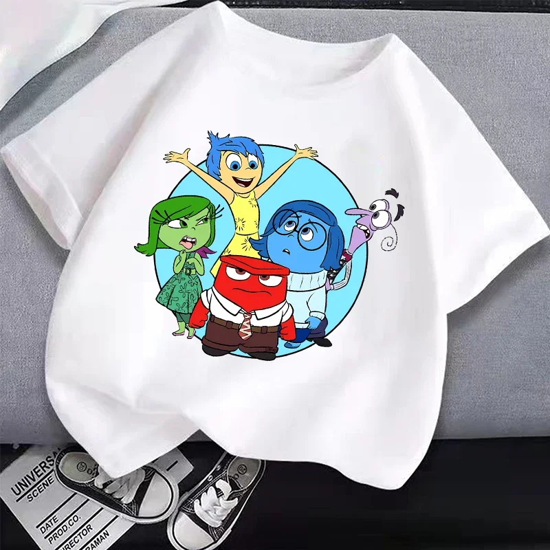 

Disney Inside Out 2 Cotton Short-sleeved T-shirt Anime Cartoon Printed Boys Girls Casual Clothes Summer Comfort Loose Top Gifts