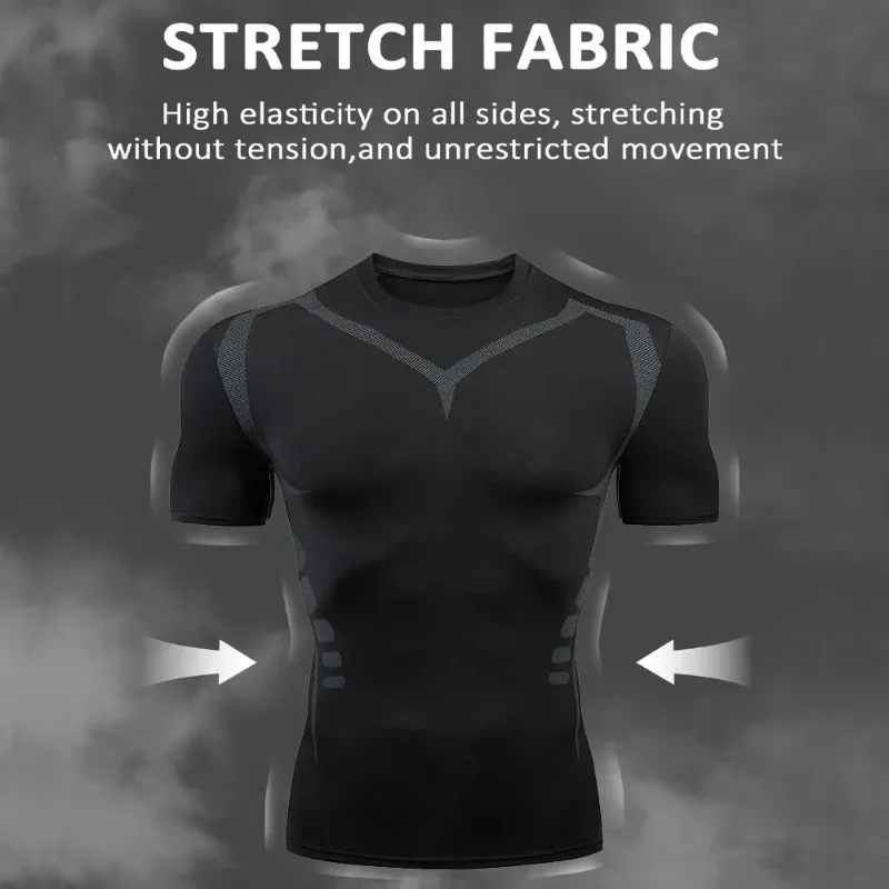3-piece compression swimsuit with UV protection and quick drying long sleeves top tight pants shorts men's snorkeling suit