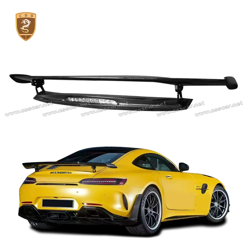 

Car Double Layer Rear Spoiler Racing Lid For Benz AMG GT upgrade GTR PRO Carbon Fiber Tail Wing Exterior Body Kits