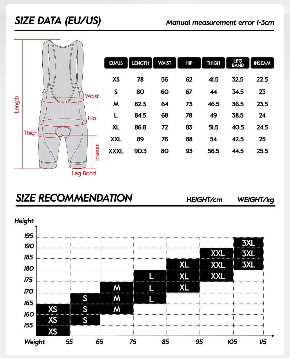 RION Herren Radsport-Trägerhose Fahrrad-Tights MTB Mountainbike-Bekleidung Rennrad-Ausrüstung Italienische Dolomiti-Polster 6H Slim Fit – Detail 3