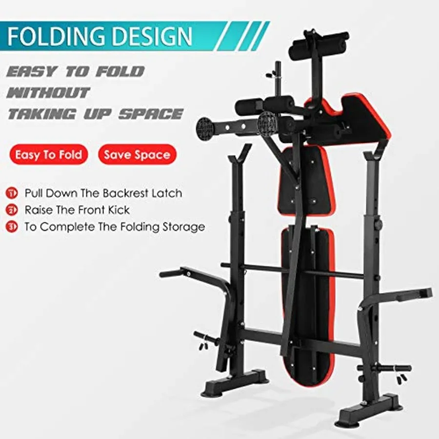 مجموعة مقاعد البدلاء الأولمبية القابلة للتعديل بوزن 600 رطل مع رف القرفصاء لصالة الألعاب الرياضية المنزلية: مجموعة ضغط مقاعد البدلاء قابلة للطي مع تجعيد الواعظ #5