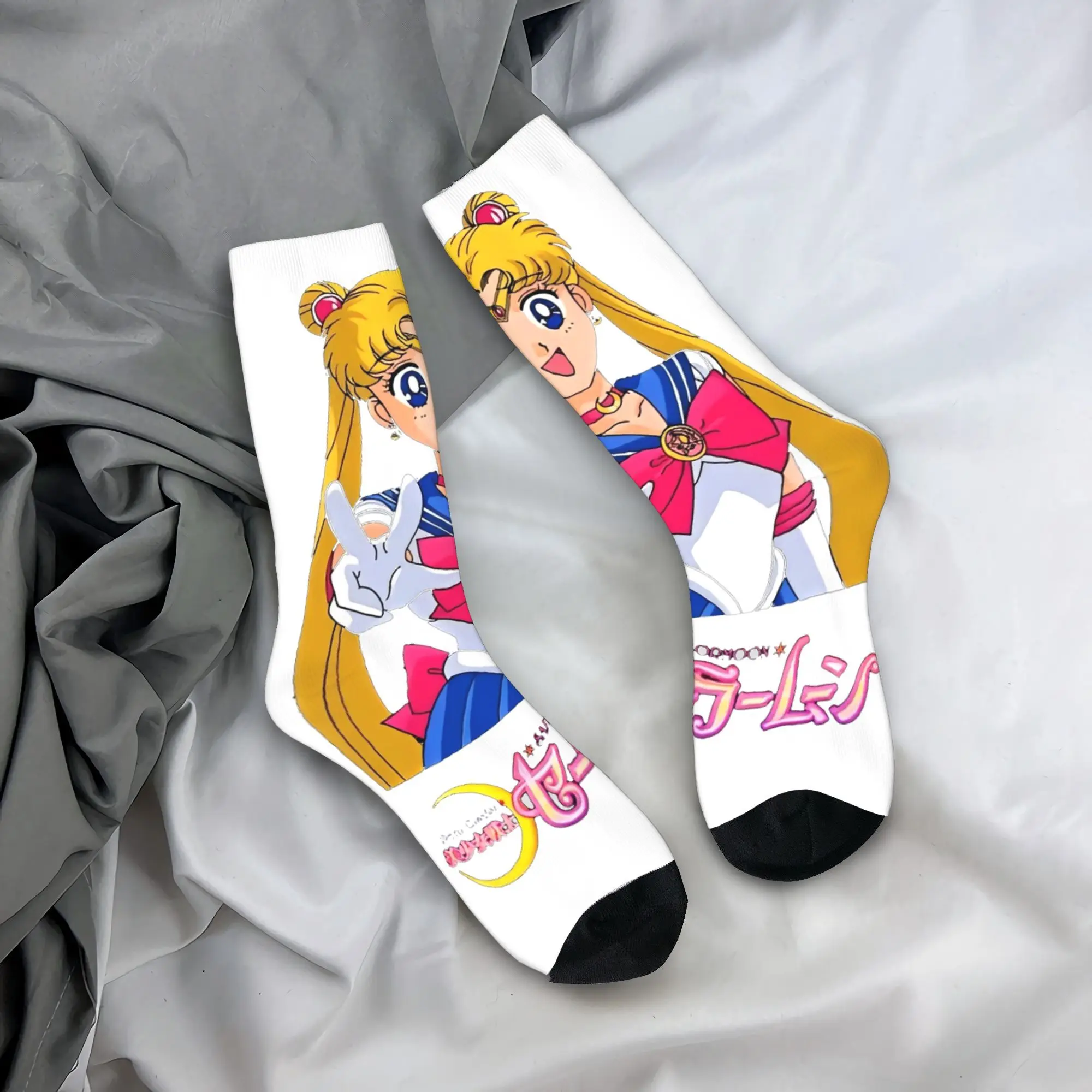 Moda hombres mujeres calcetines de tripulación marineros lunas Luna niñas anime producto súper suave calcetines absorbentes de sudor