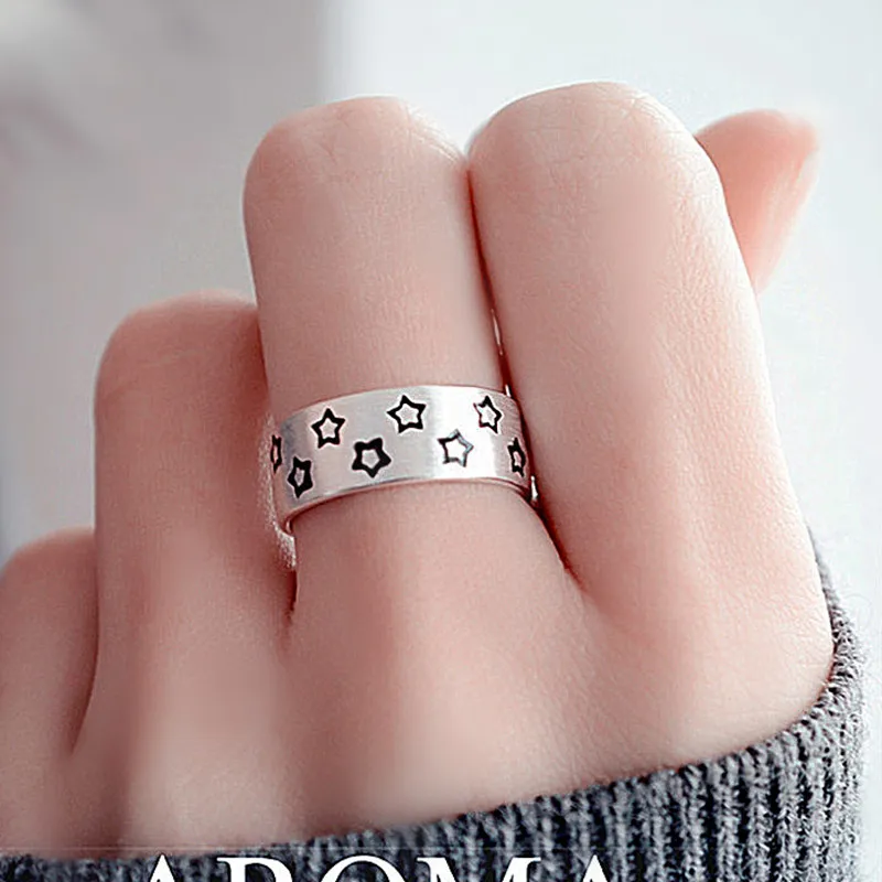 925 Sterling Silver Star Adjustable Wedding Rings For Women Engagement Luxury Jewelry Accessories Jewellery Argent 925