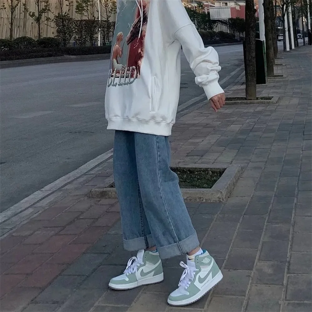 Y2k Hip Hop Tide Street neue Mode Hosen Frau hoch taillierte High Street Vintage Streetwear Jeans lose gerade Frau Jeans