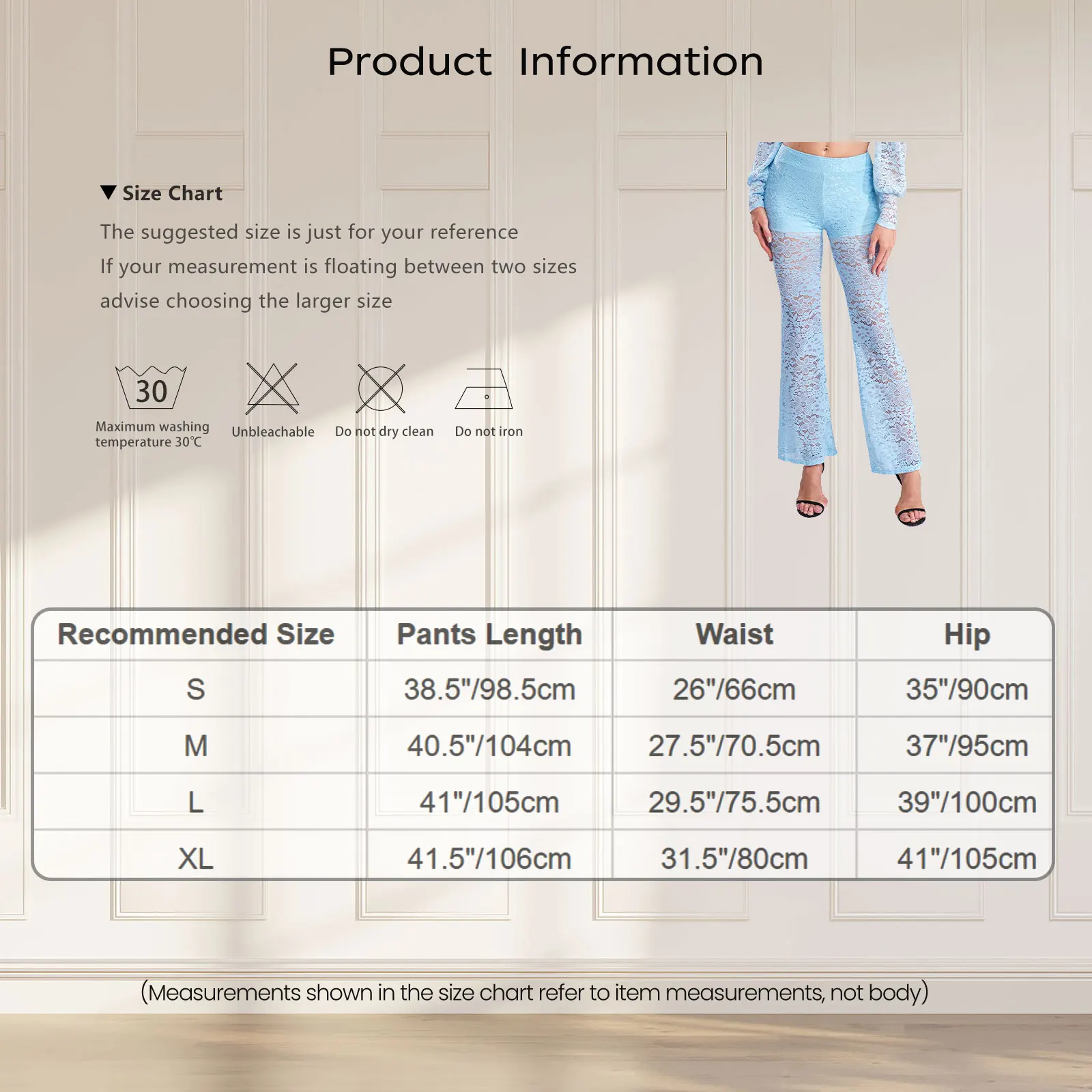 Abito da donna elegante trasparente in pizzo floreale con collo a lupetto, manica a lanterna, t-shirt corta e pantaloncini incorporati, pantaloni lunghi