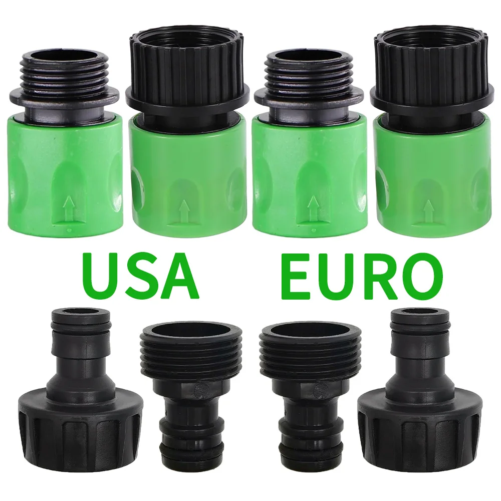 EURO USA 3/4 Inch Male Threaded Quick Connector Nipple Tap Hose Adapter for Garden Tubing Drip Irrigation Watering System Joint