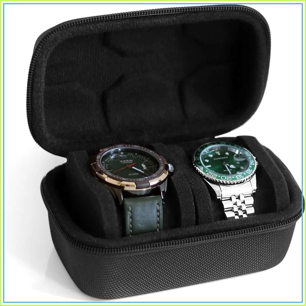 Estuche de Viaje Portátil para un Solo Reloj, para Hombre y Mujer, Caja Organizadora para Relojes de Pulsera y Relojes Inteligentes, 2 Ranuras