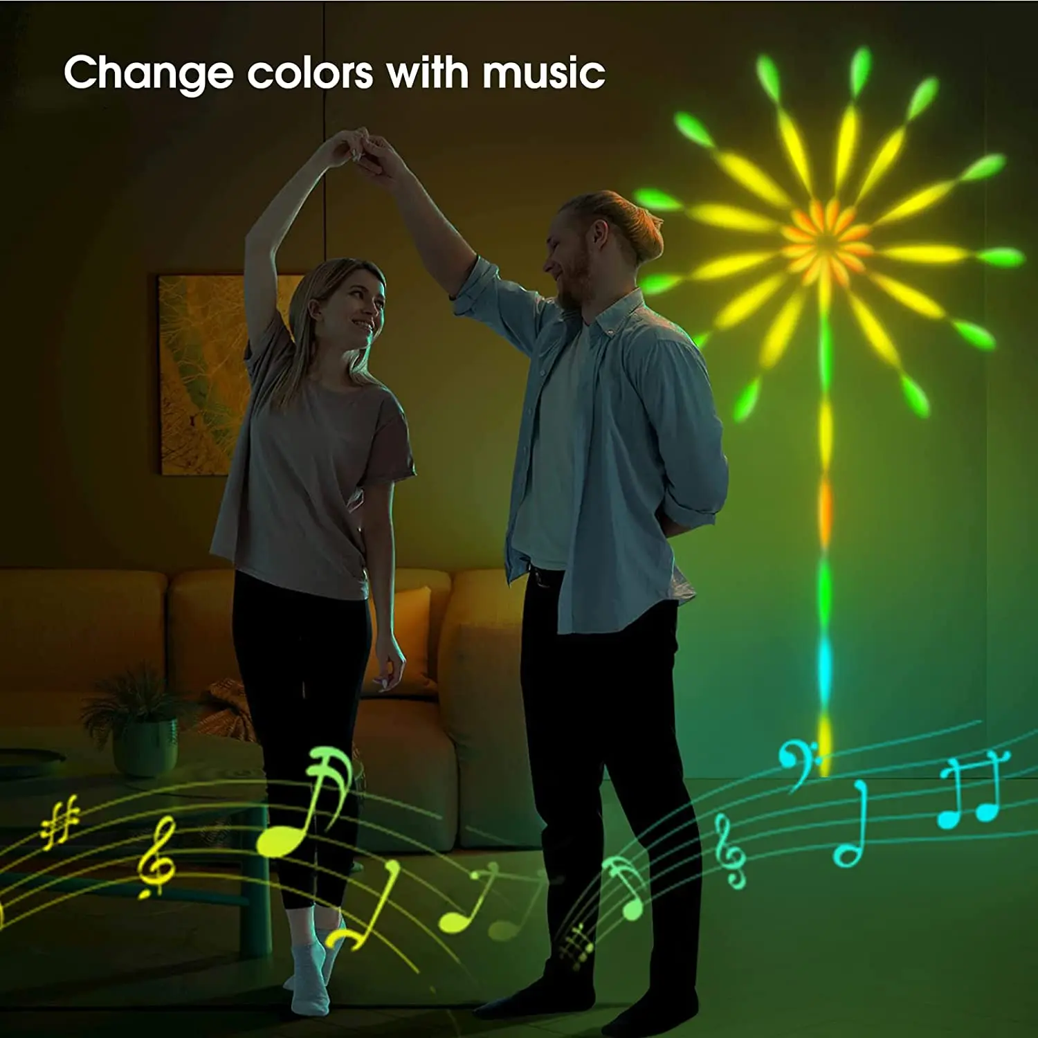 SCKDAY Smart Firework LED Strip Festoon Lights RGBIC Music Sync Indoor Self-Adhesive Fairy Lights for Christmas Party Room Decor