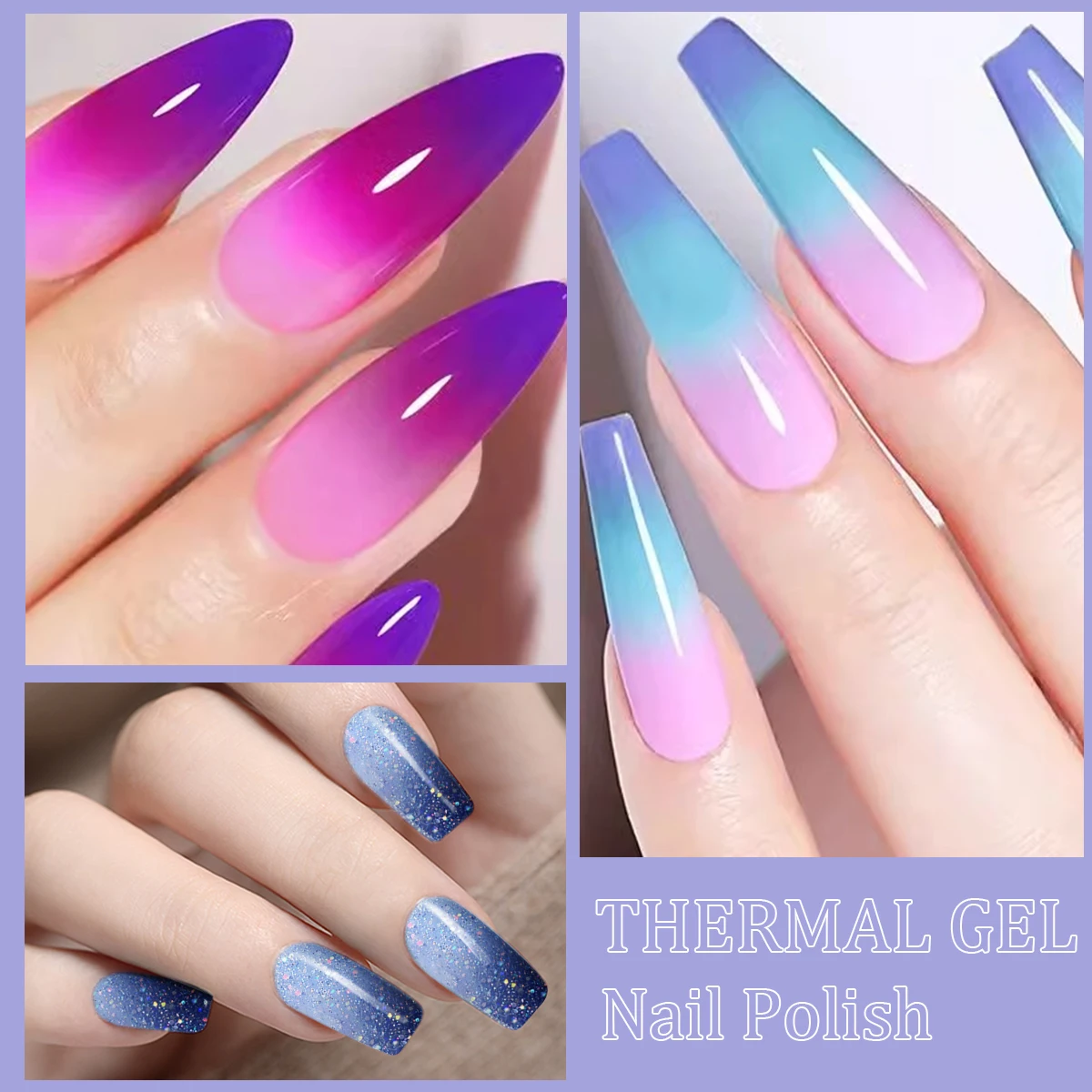 Faandin 3 pezzi/set 7ml*3 pezzi, l'effetto di rivestimento spesso è migliore per i cambiamenti di temperatura, set di smalti per unghie in gel che cambiano colore, regalo perfetto per il regalo, non sbiadisce, facile da applicare e rimuovere