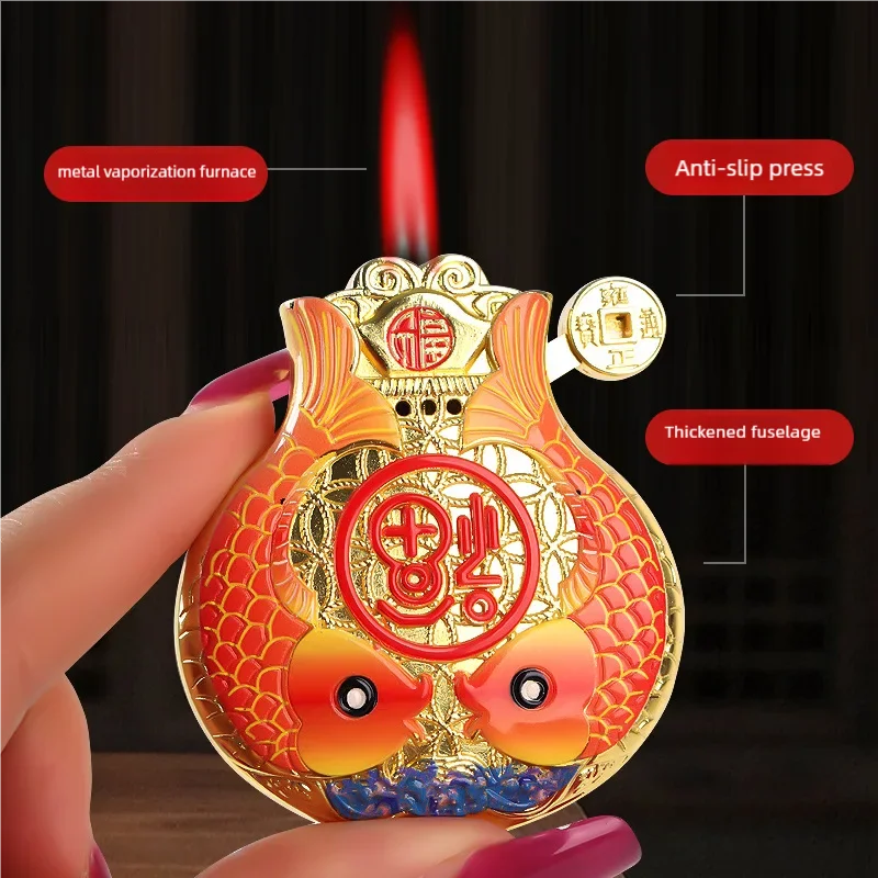 Rijindou Money Bag Lighter Windproof Straight Forward Creative Personality Red Flame Gift for Boyfriend and Girlfriend Smoking