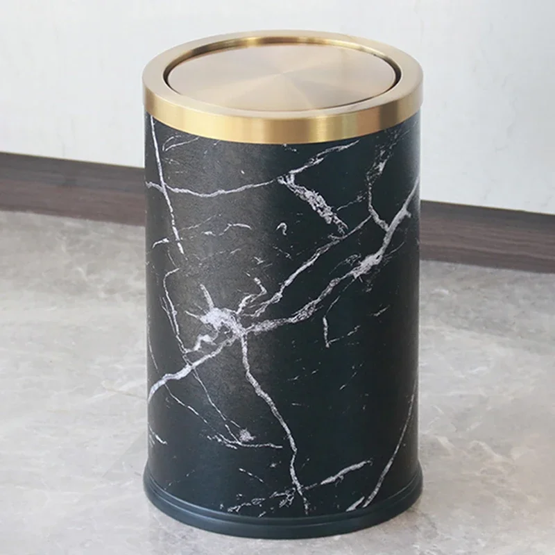 Nordic Metal Garbage Bin Toilet Bedroom Marble Office Toilet Table Trash Can Fashionable Collector Lixeira Banheiro Bucket