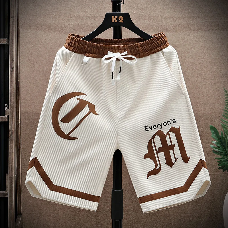 2025 Summer Men's Running Shorts Casual Jogging Sport Short Pants patchwork Print Drawstring Loose Dry Gym Sports Shorts