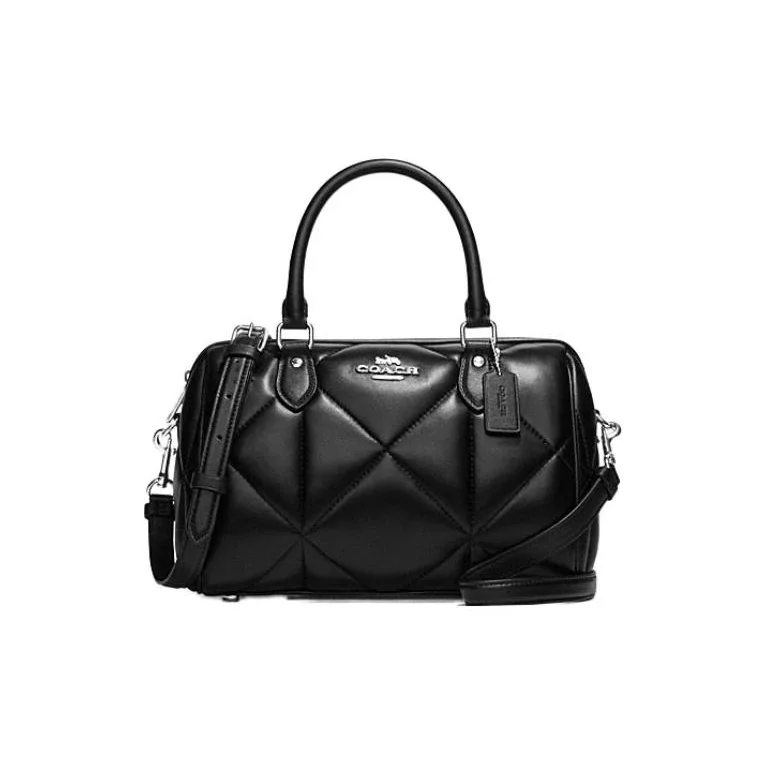 COACH Rowan Sheepskin With Cow Leather Boston Bag Handbag Regular Women's Black CJ610-SVDTV