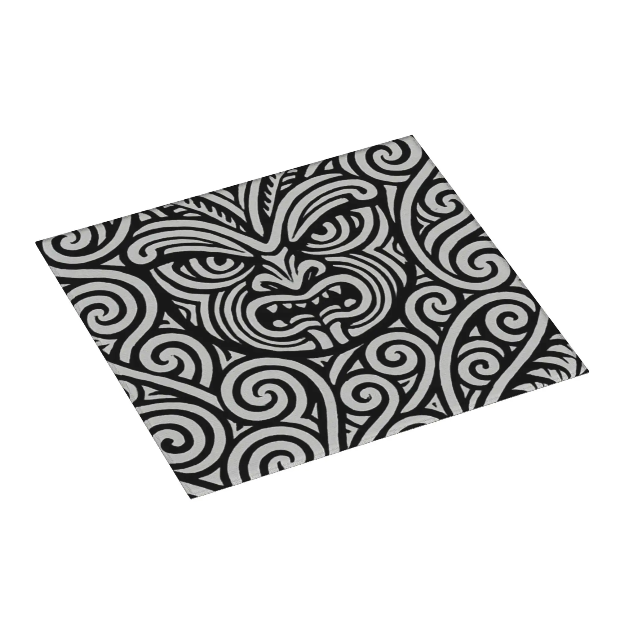 Drying Mat For Kitchen Tribal Maoris Warrior Tattoo New Zealand Barware Tableware Oil Proof Washable Kitchen Sink Drying Pad