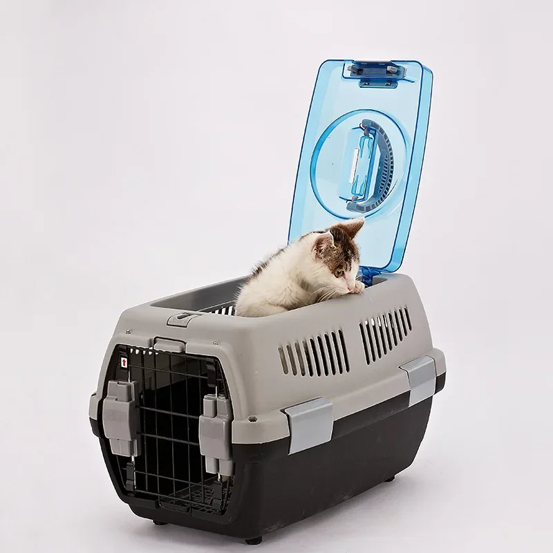 Lightweight Plastic Dogs Cats Outdoor Travel Box Carrying Kennel Crate Airline Approved Pet Carriers