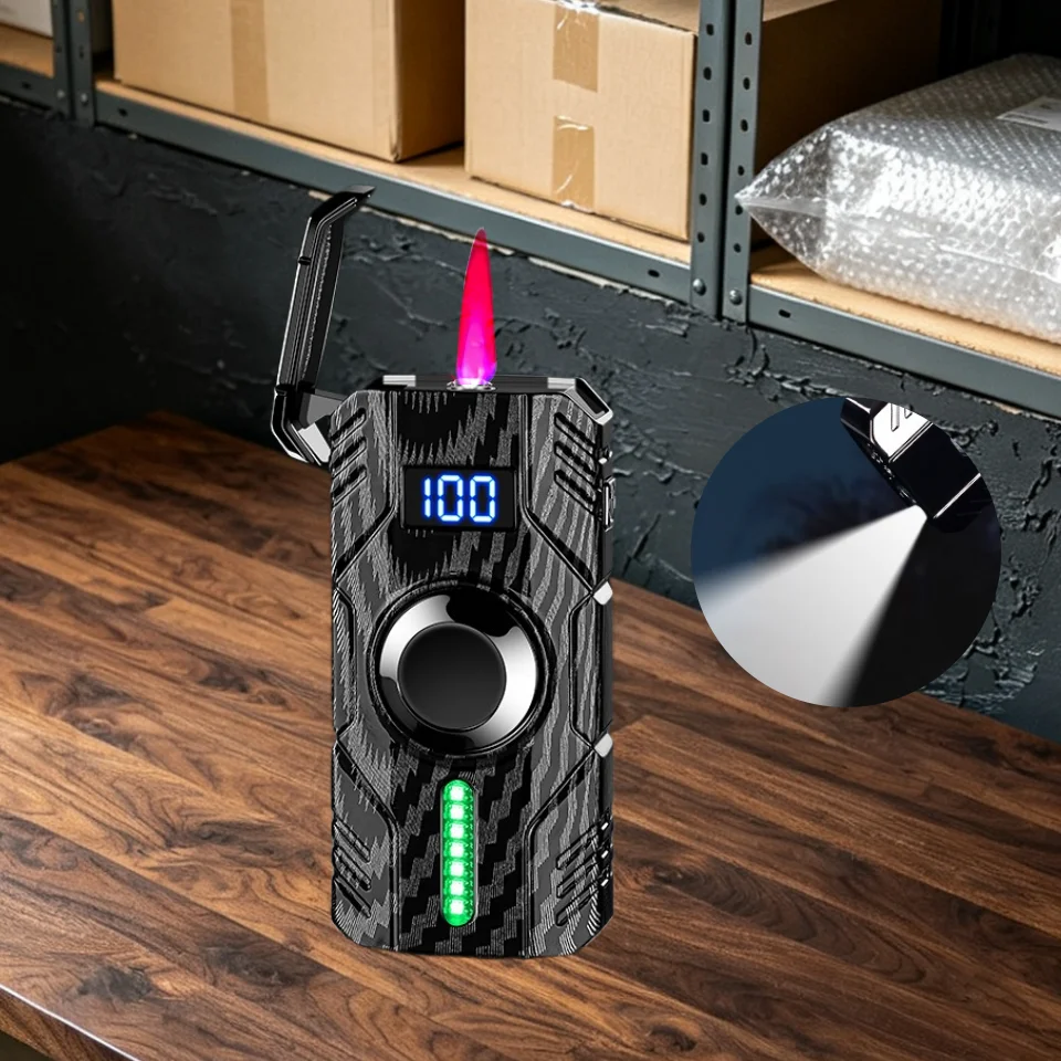Voice-activated Induction Gyro Windproof Lighter, Rechargeable with Creative Light & Rotation Function, Stress Relief Toy Gift