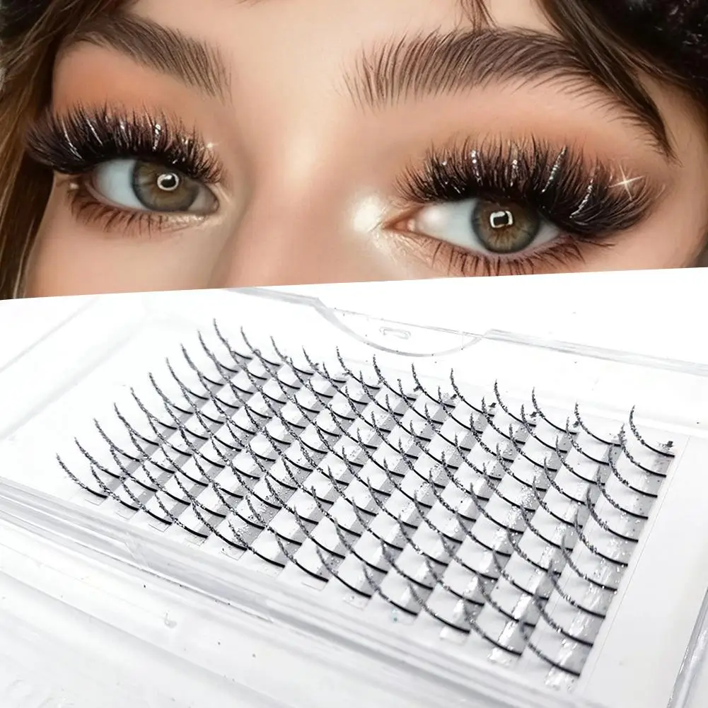 9–14 mm Weihnachts-Silber-Glitzer, falsche Wimpern, Diamant-Fee-Pfropfen, Silberpulver, einzelner Haarglitter, 120 Stück