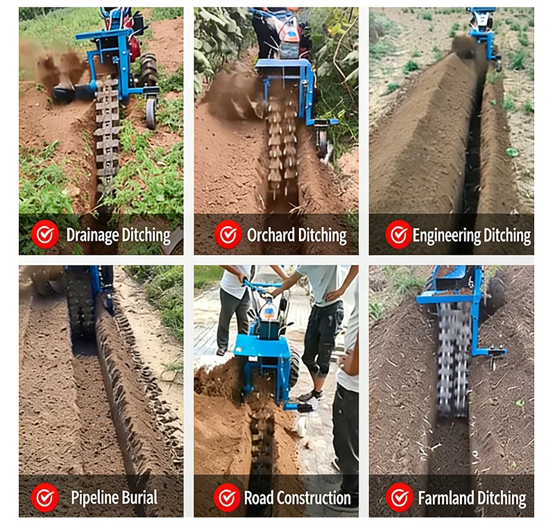 Hocheffizienter Kettenfräser 600mm 1200mm Mini-Fräsgerät für Wasserleitungen und Kabel – Detail 4