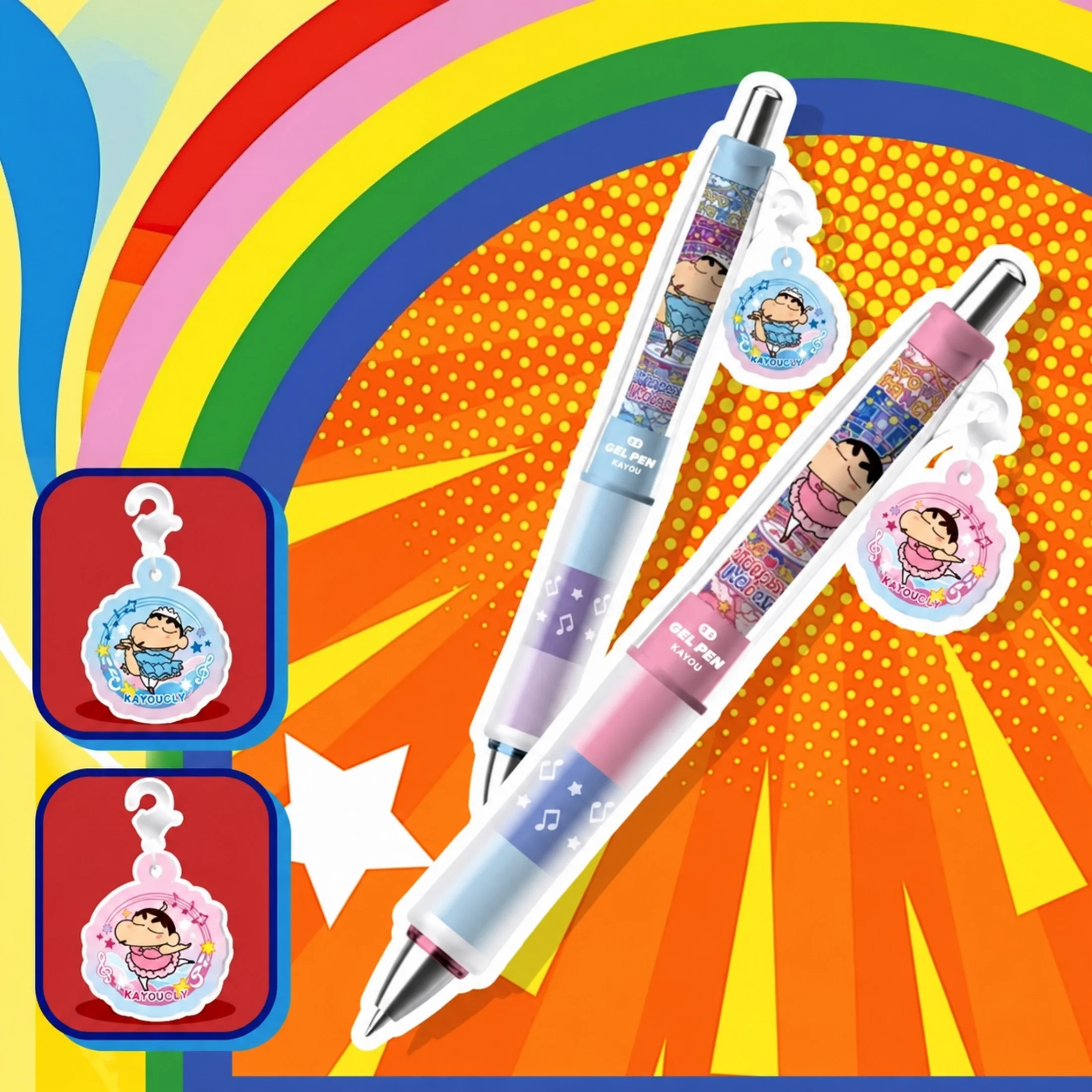Crayon Shin-Chan Gel Pen, Mischievous Version with Black Ink, Retractable Pen, Smooth Writing, High Aesthetic Value, Blind Box P