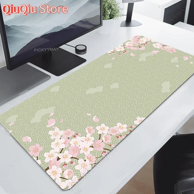 

Large Green Mouse Pad Sakura Computer Mousepads Gaming Mousepad Big Keyboard Mat Gamer Mouse Pads Aesthetic Desk Mats 100x50cm