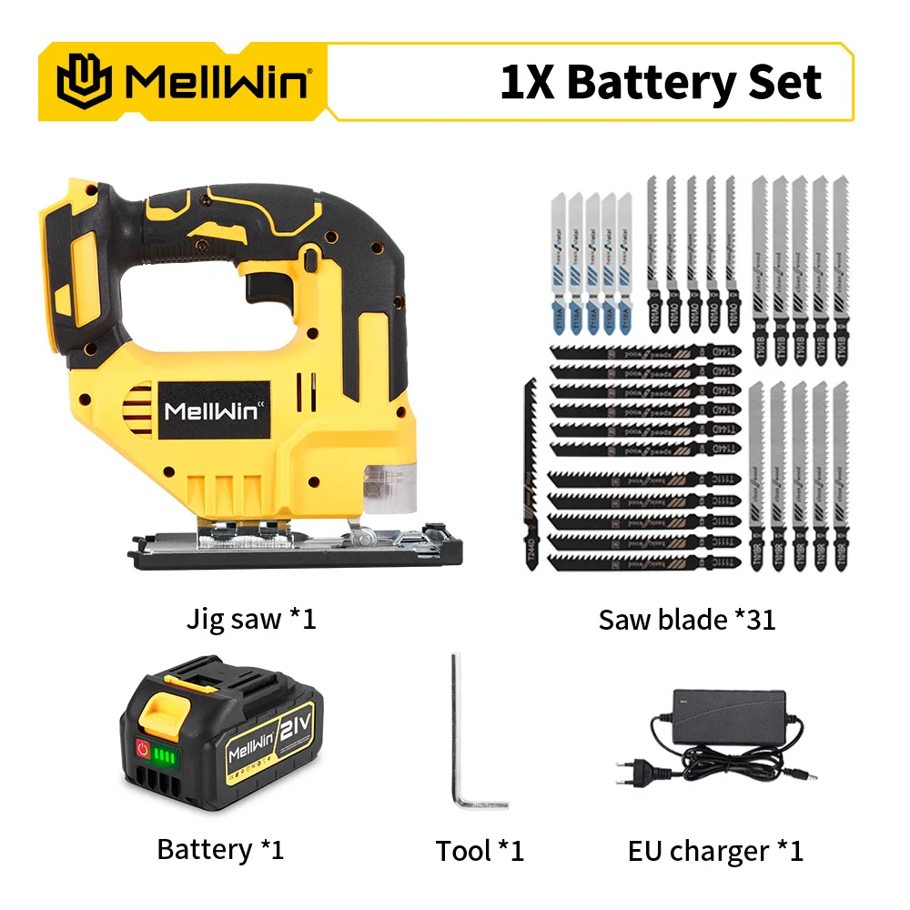 MELLWIN 3500 U/min Elektrische Stichsäge Mit 31 Klinge Drahtlose Kurvensäge Multifunktions-Holzbearbeitungswerkzeug-Set Für Makita 18 V Batterie Pin – Detail 18