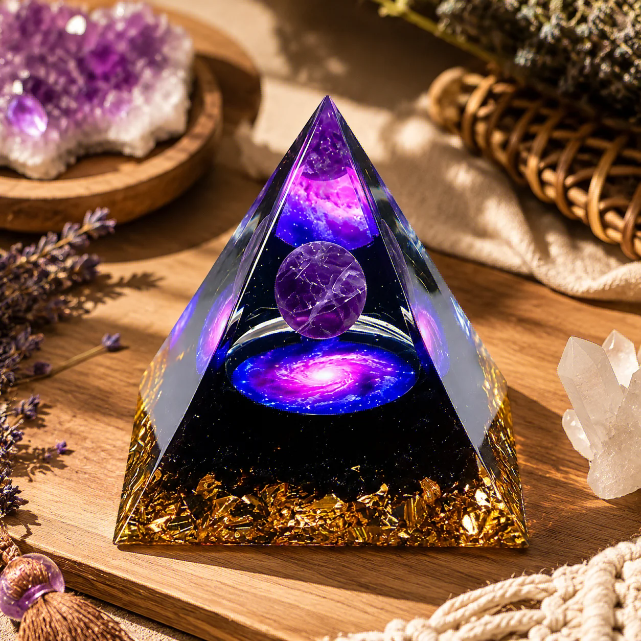 1PC Amethyst Crystal Ball Pyramid Raw Stone Homeopathic Home Decoration for Stress Relief And Wealth Attraction