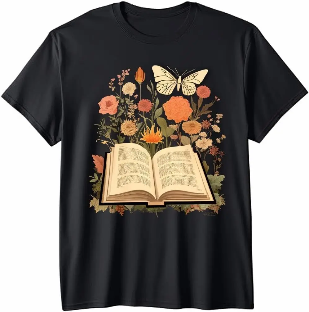 

Book Lover Shirt Wildflowers Cottagecore Flowers Book T-Shirt