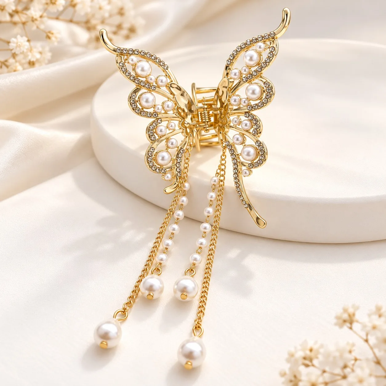1pcs Fashion Simple Premium Pearl Butterfly Hair Clip For Women Girls Party Hair Accessories