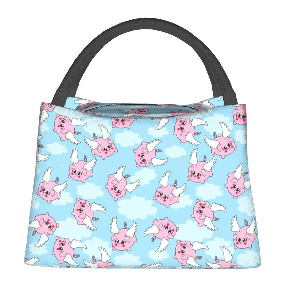 

Kawaii Flying Pig Lunch Bag Cartoon Animals Doodle Fashion Lunch Box Travel Portable Thermal Tote Handbags Graphic Cooler Bag