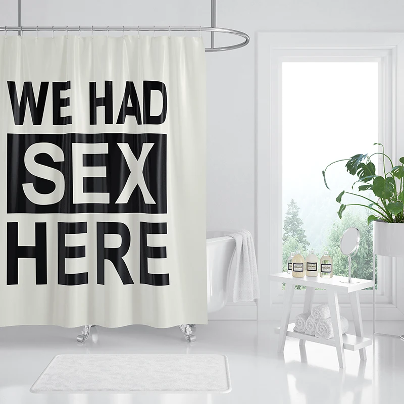 Aertemisi We Had Sex Here Shower Curtain Set with Grommets and Hooks for Bathroom Decor