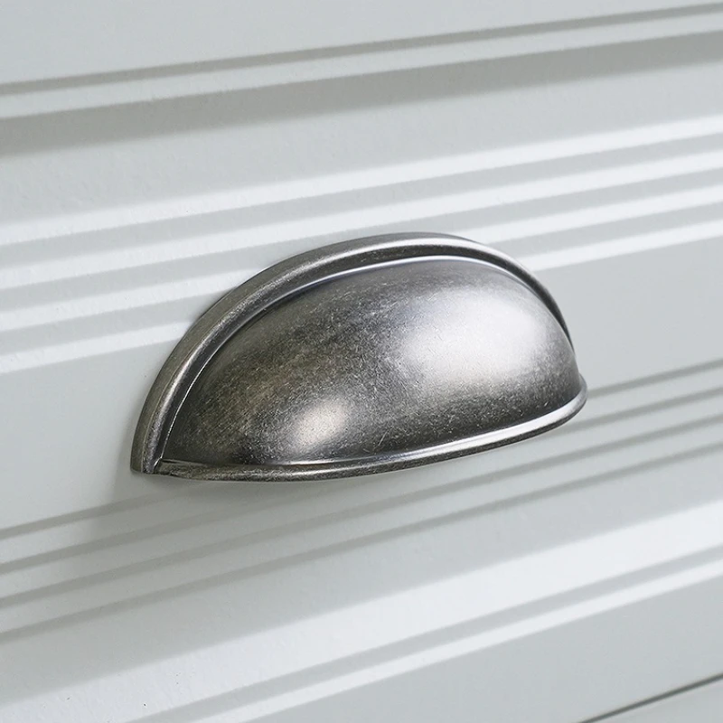 Nordic Vintage Solid Brass Handles for Furniture Antique Silver Handles for Wardrobe and Drawer Dresser Kitchen Cabinet Handles