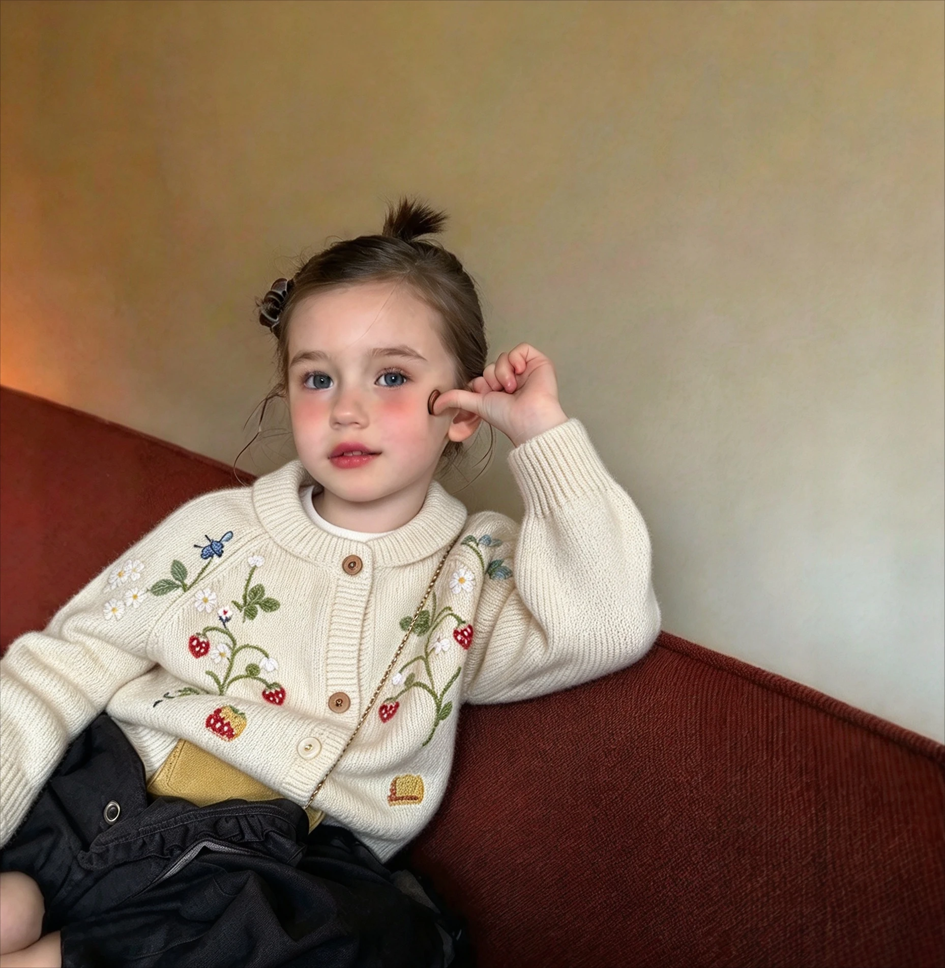 Children's New Autumn 2026 Small Fresh Cardigan Top Girls' Western-style Embroidered Forest Style Sweater Jacket