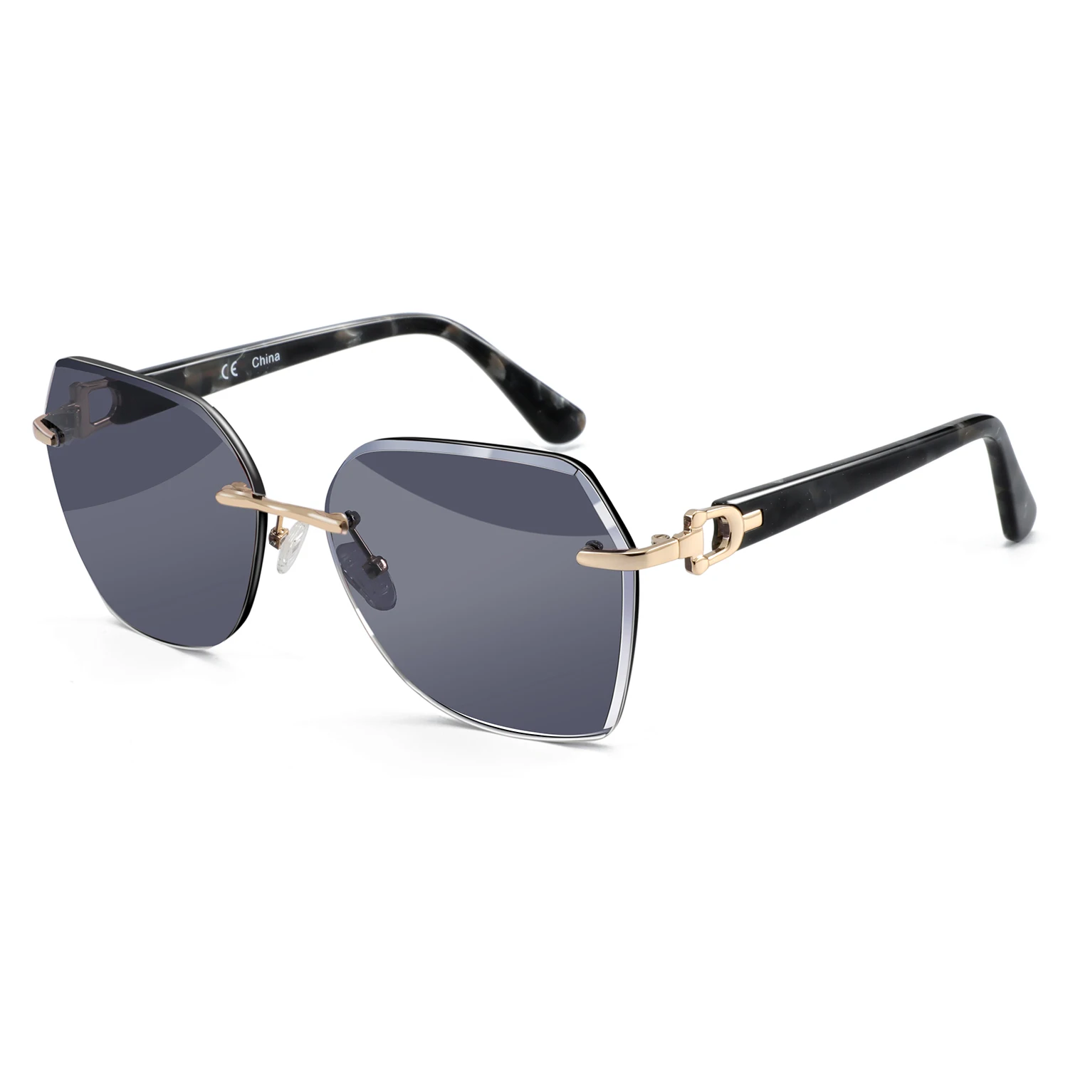 ZENOTTIC Modische Damen-Sonnenbrille ohne Rand, trendige geometrische Diamantschliff-Verlaufsgläser, UV-Schutz – Detail 22