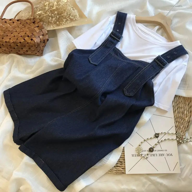 Rompers Playsuits Women Solid Korean Style Fashion Summer High Waist Loose Casual All-match Simple Pure Wide Leg Vintage Y2K