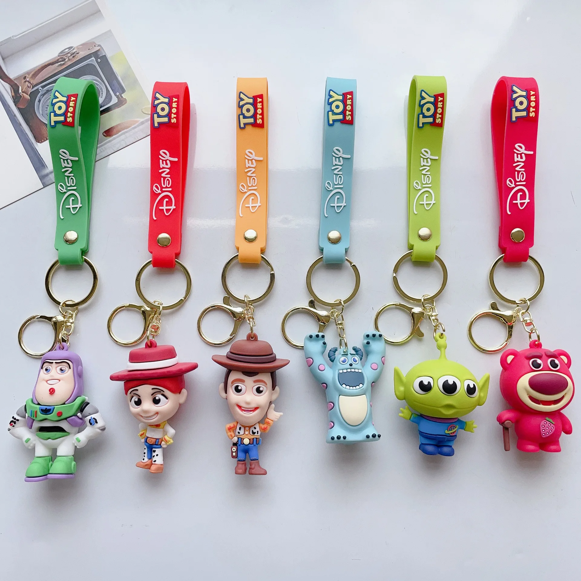 6Styles Anime Disney Keychain Toy Story Cute Woody Buzz Lightyear Action Figure Keychain Bag Pendent Kids Charm Gift Toy Decor