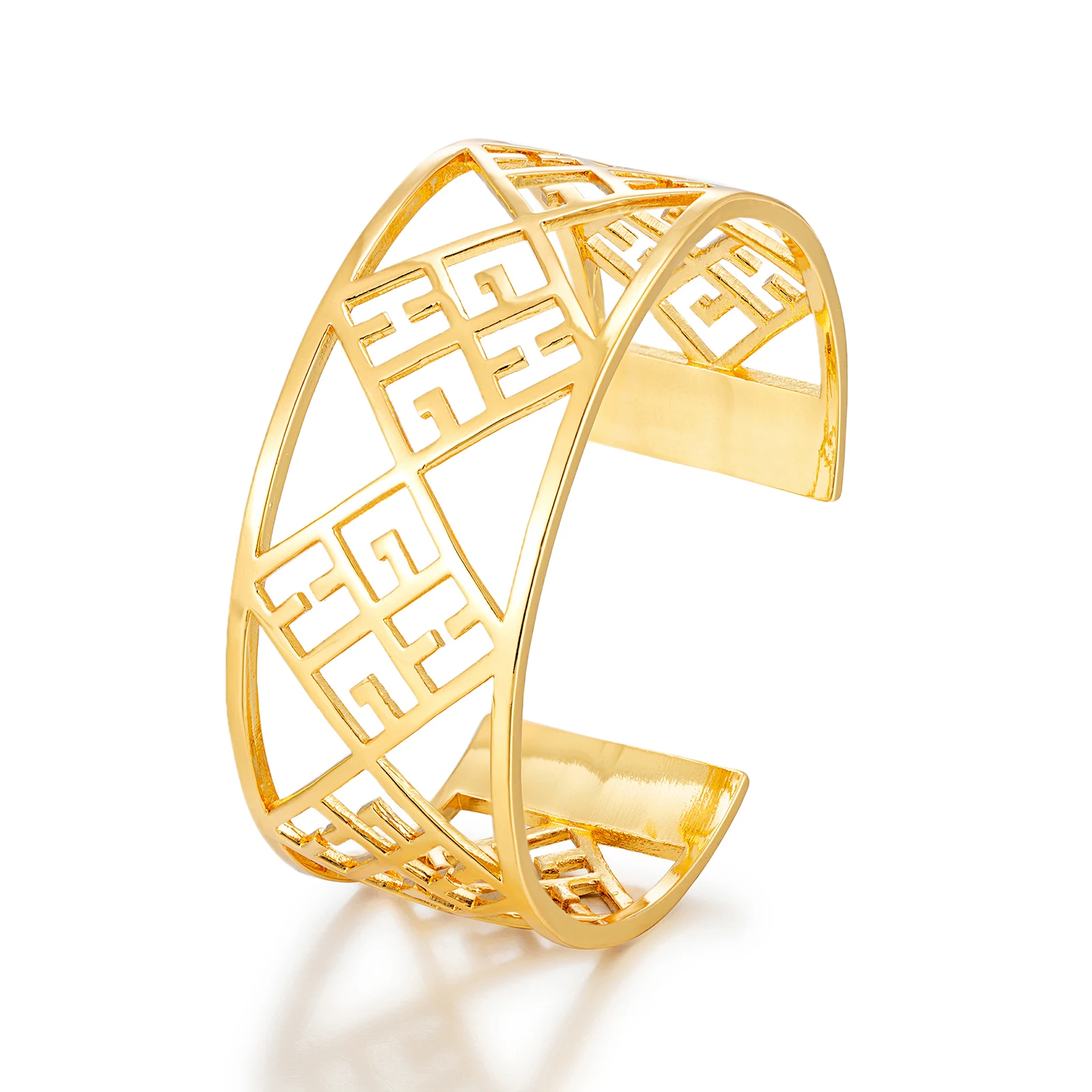 Women Gold Plated Wide Cuff Bracelet Open Bangle Chunky Bangles For Women Light Luxury Jewelry Gift With Gift Box