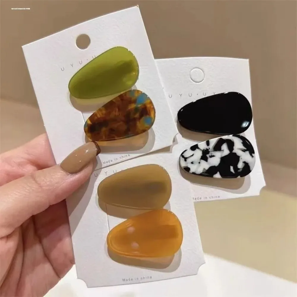 Sweet Vintage Colorful Hair Clip Drop Shape Acetic Acid Hair Barrettes Headdress Hairpin Hair Styling Accessories