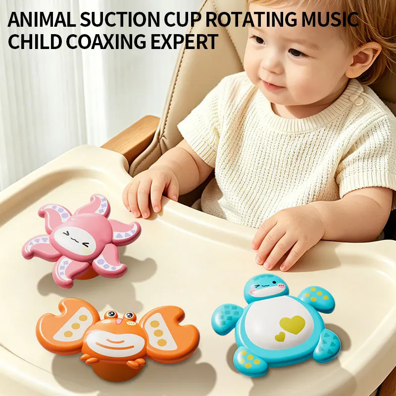 Suction Cup Spinner for Baby High Chair & Bath Tub, Animal Rotating Suction Accessory for Smooth Surfaces