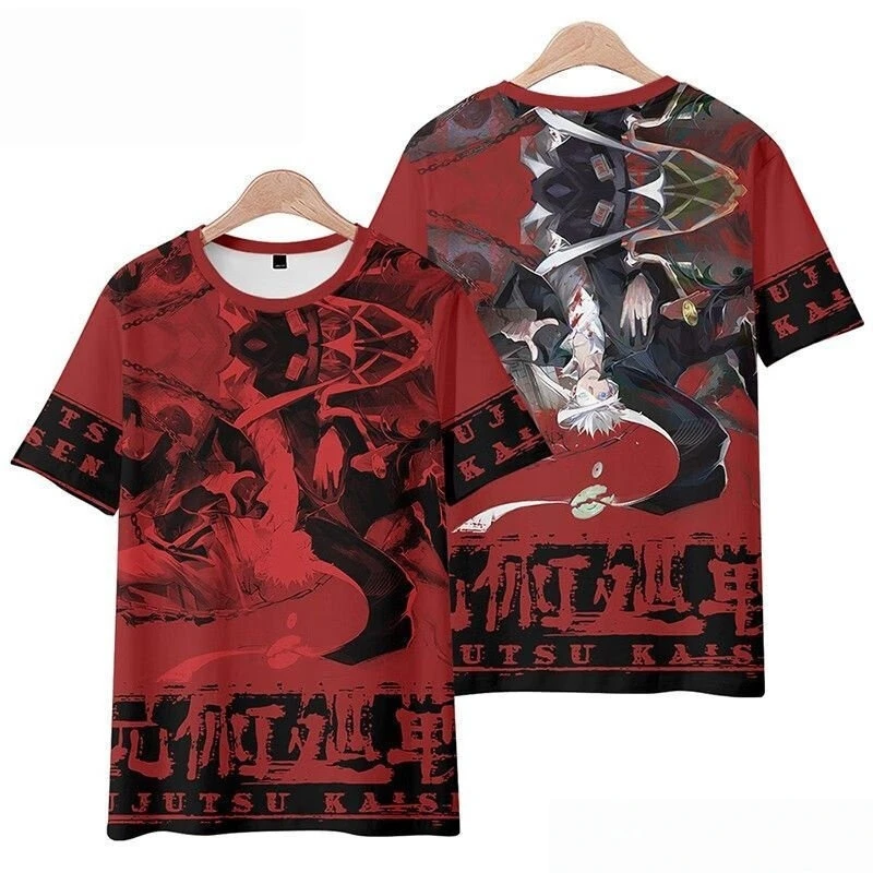 

Футболка с 3D-принтом персонажа, повседневный тканый топ, быстросохнущая рубашка с круглым вырезом и короткими рукавами по мотивам аниме Jujutsu Kaisen