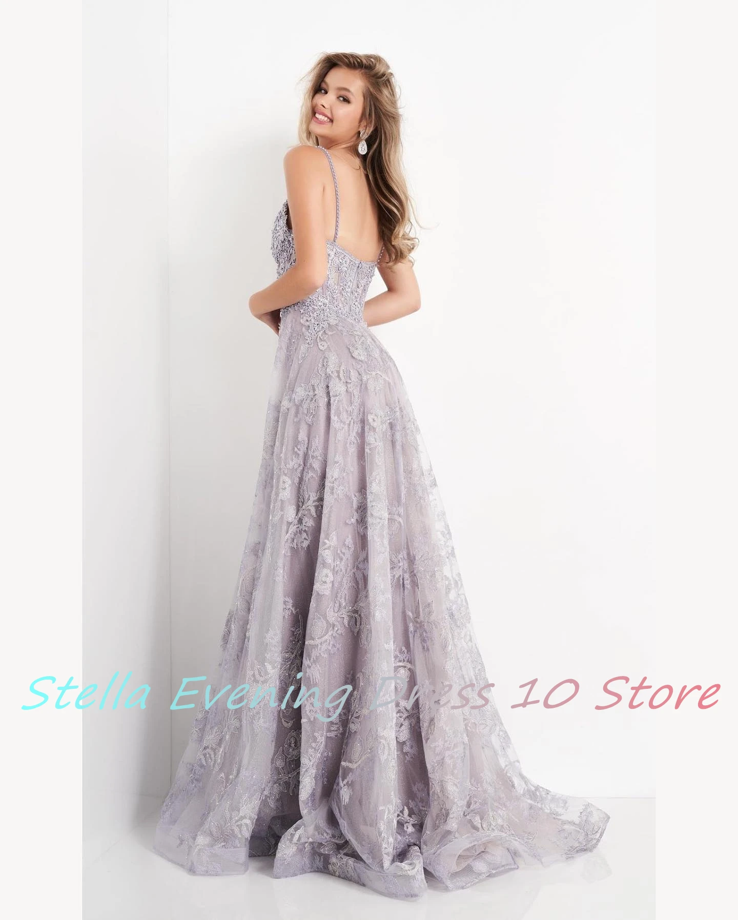 ที่กําหนดเองอารมณ์ Organza A-Line สปาเก็ตตี้สายรัด Appliques Sequined ไข่มุกชุดราตรีคุณภาพสูง vestidos Para mujer