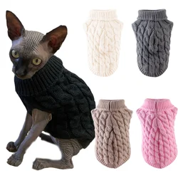 Ciepły sweter z dzianiny Sphynx Cat zimowe ubranka dla zwierzęcia domowego dla kotów mascotas odzież Katten Kedi obroża dla kociaka pieska swetry ropa para gatos