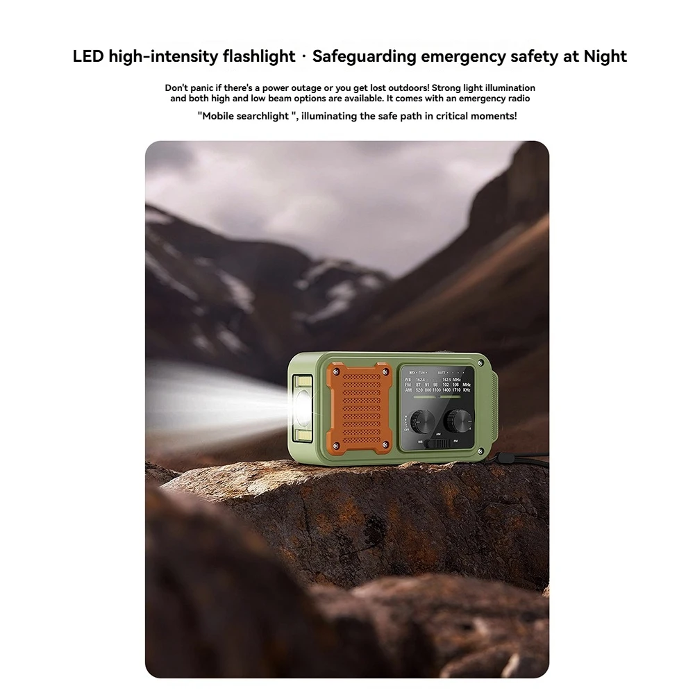 

AA08-Emergency Hand Crank Radio Full-Band AM FM NOAA NOAA Weather Radio SOS LED Flashlight Power Bank Solar Radio A