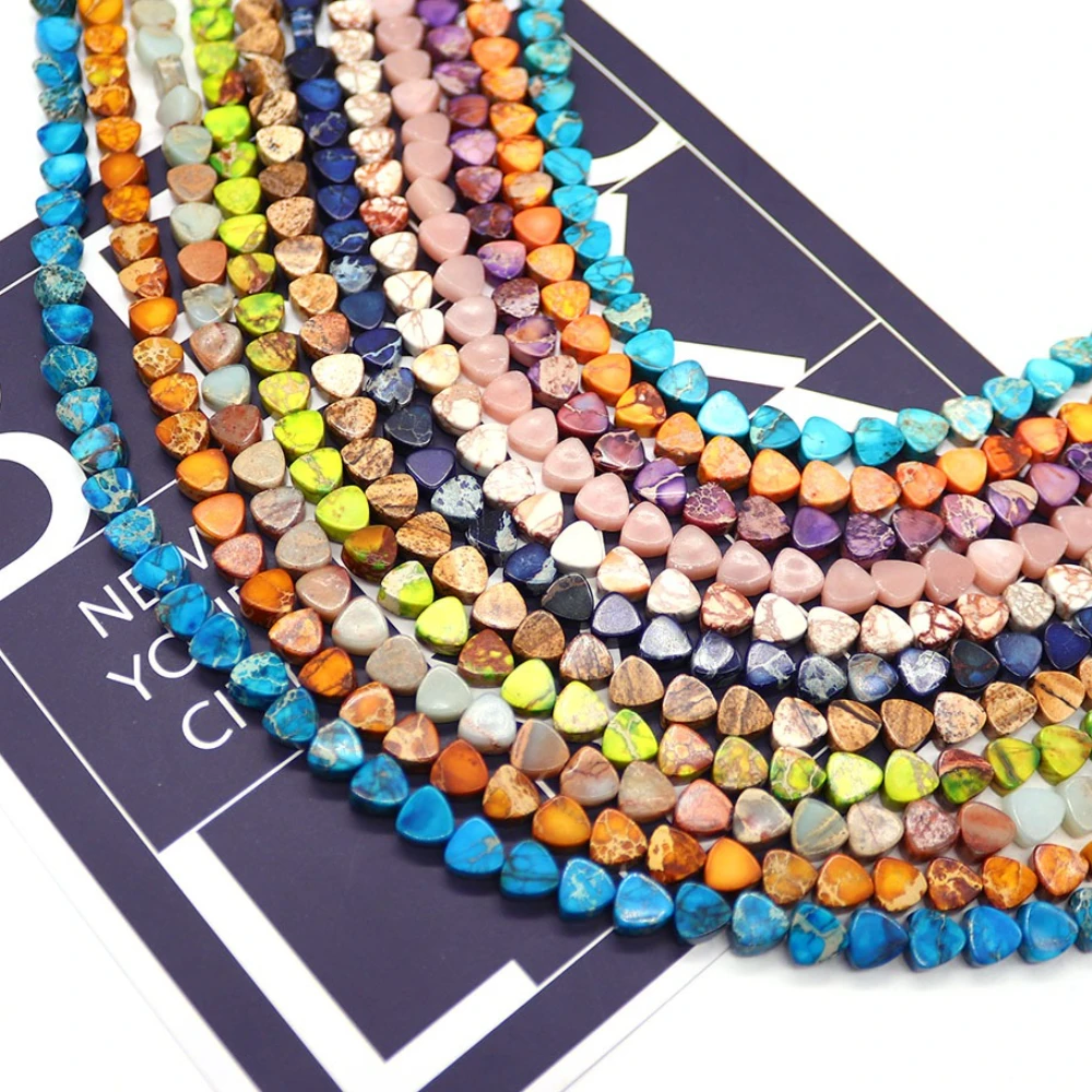 

Natural Emperor Stone Beads Heart Shape Semi-precious Stone Straight Holes Loose Beads 1 Strand Handmade Romantic Necklace Gift