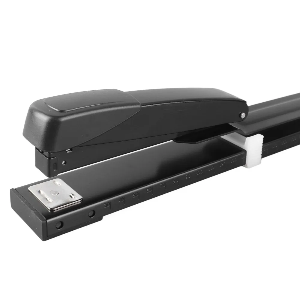 20 Sheets Metal Body Long Reach Stapler Adjustable Throat 20 Sheet Capacity Long Arm Stapler Black Full Strip Booklet Stapler