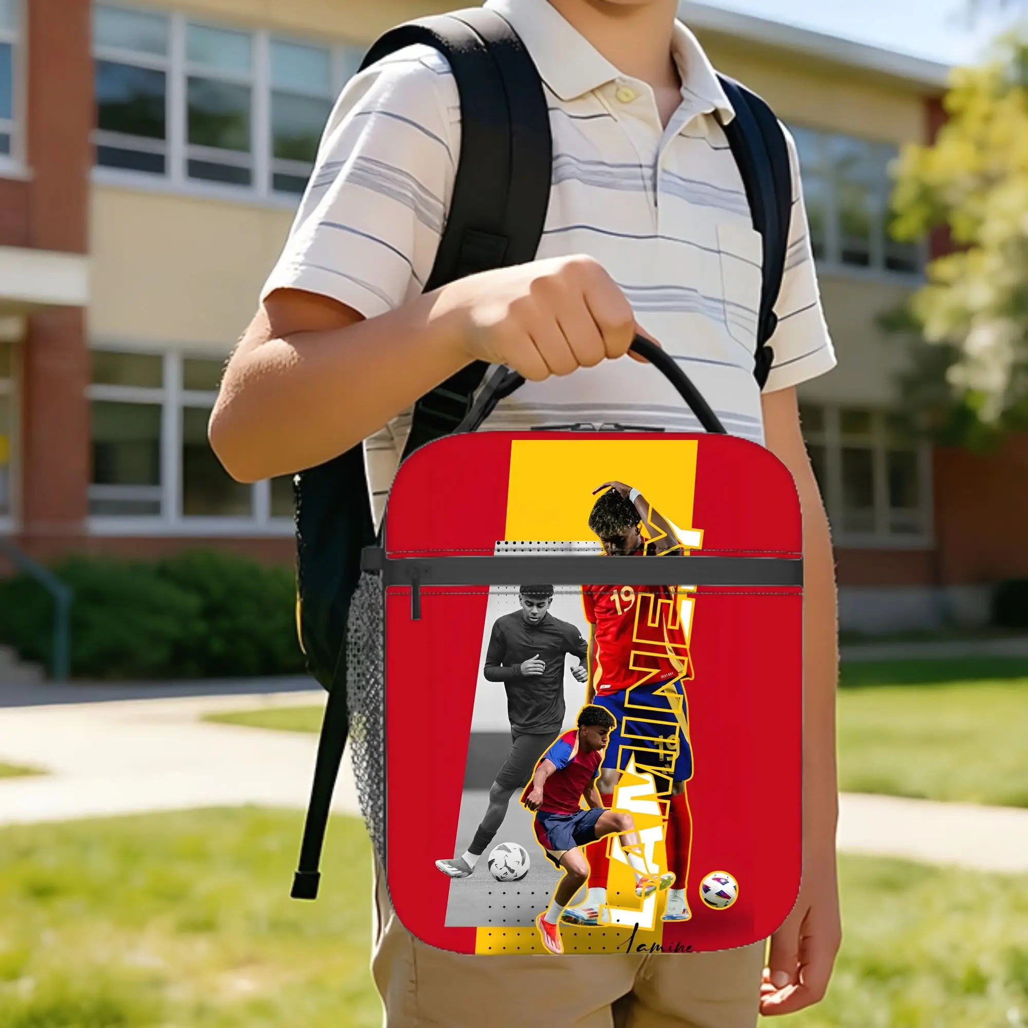 Lamine Y-Yamal Spain Football Insulated Lunch Bag Thermal Bag Reusable,Meal Container High Capacity Tote Lunch Box Food Handbags