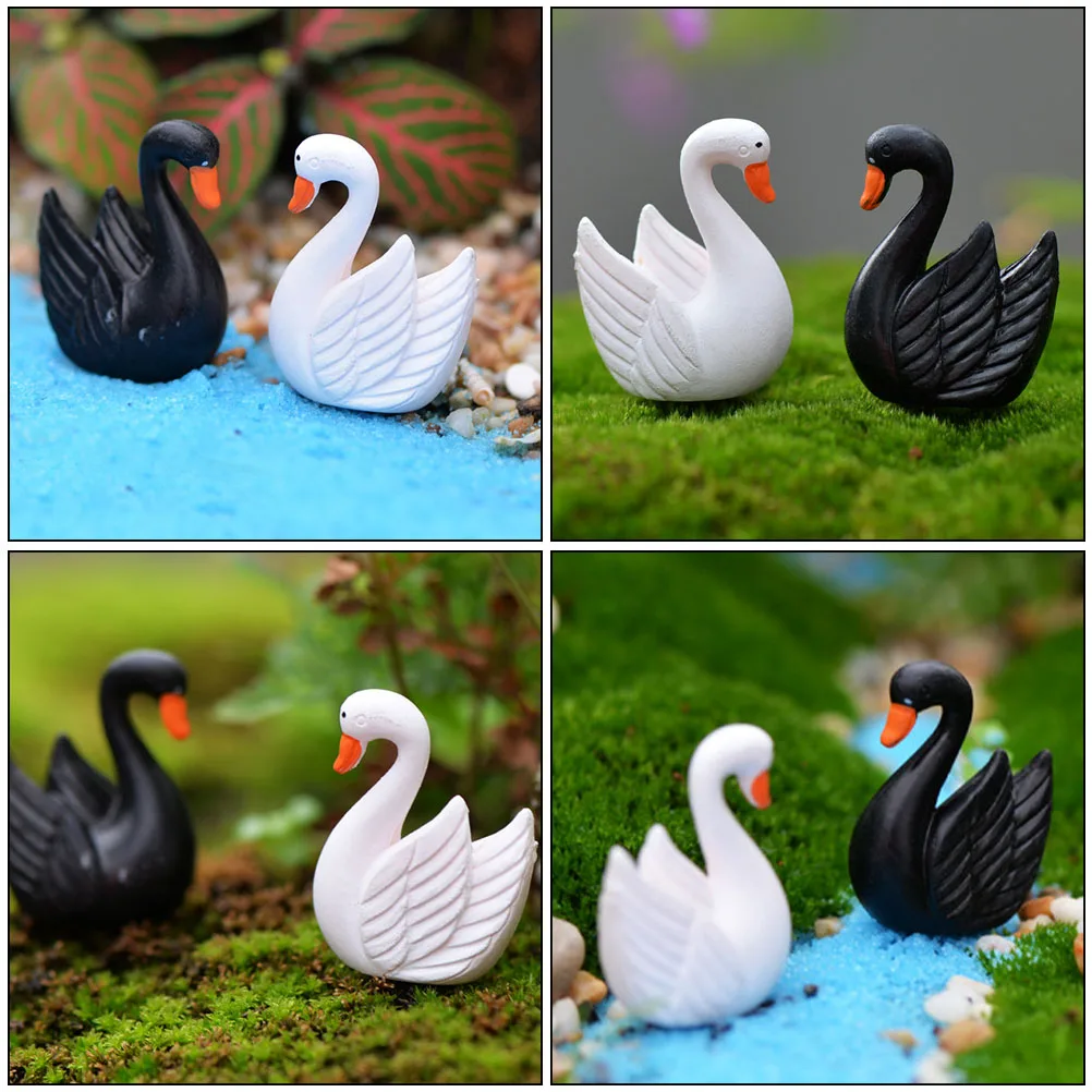 

16pcs Resin Ornament Micro Landscape Decor Swan For Home Office Garden Desktop Miniature Adornment Gift Animal Craft Garden